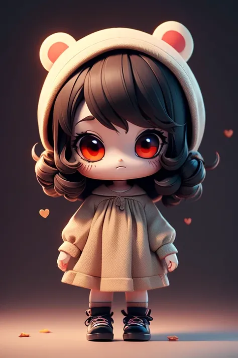 create a logo brand for a youtube creepypasta channel, It must be terrifying and cute at the same time, the main character should be a friendly haunted doll in the logo, chibi style
