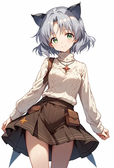 masterpiece,high resolution,best quality,8k(sanya v. lithuanians,strike witches)(brown draped skirt,white sweater,shoulder off)s...