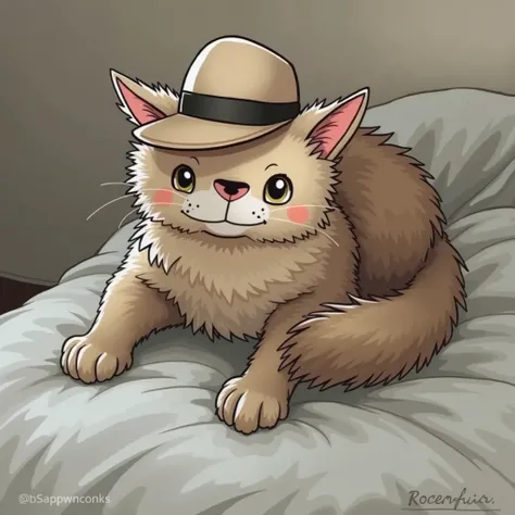 Place a hat on the cat and make it look like a cartoon 