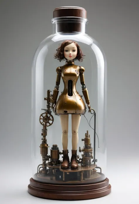 Mechanical girl in a bottle