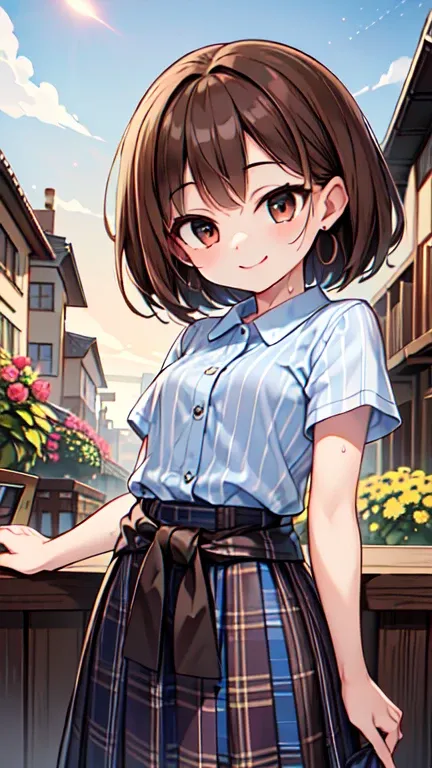 1,000,000、１People Girls、(Brown hair short cut)、Wet Hair、Beautiful brown hair、Keep your head small、Perfect Face、Shiny skin、Clear brown eyes、Slightly chubby、Small breasts、buttocks are small)、(((Teasing Smile)))、
Ultra-high resolution 、8k、ultra detailed, hype...