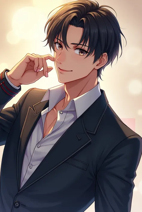 sexy handsome man in a sexy pose. masterpiece, with smile, in anime style, high quality, wearing sailor.