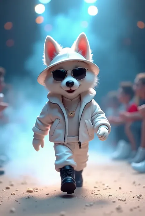 （A husky puppy in a white hat jacket walks down the runway）, （A husky puppy in a white hat jacket：1.37）, （Wearing white pants：1.37），（Human dog hybrids）,, highly fashionable, （Anthropomorphic dogs：1.1）Doggy!!!!!,, Funny dog, ,((Wearing cool sunglasses：1.3))...