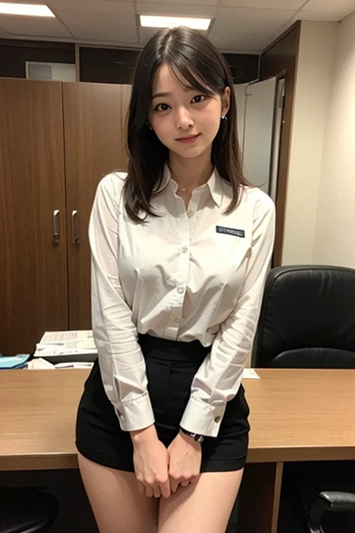 ((Best Quality)), ((masterpiece)), (detailed), One Woman,Age 27,cute,Small breasts,Marunouchi Office Lady,shirt,Narrow eyes