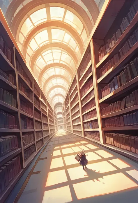 A large tree runs through the building, A Library in Space, The book shines like a star