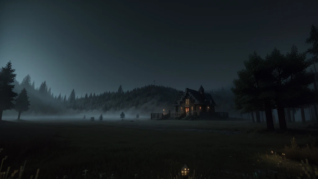 dark, minecraft, horror, landscapes, night, fog