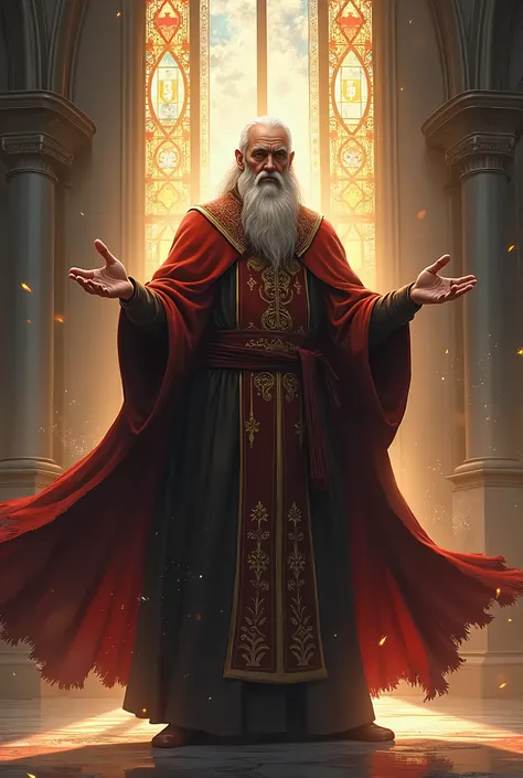 Medieval era church priest with the best quality best effects best shadows best lighting 8k with anime style animation strokes 