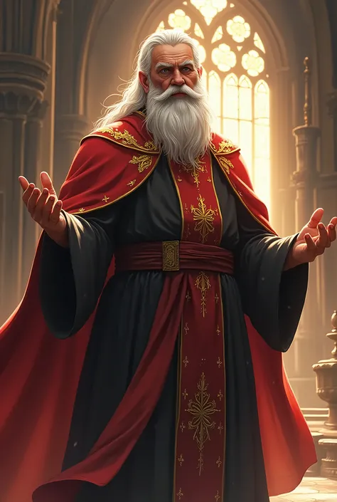 Medieval era church priest with the best quality best effects best shadows best lighting 8k with anime style animation strokes 