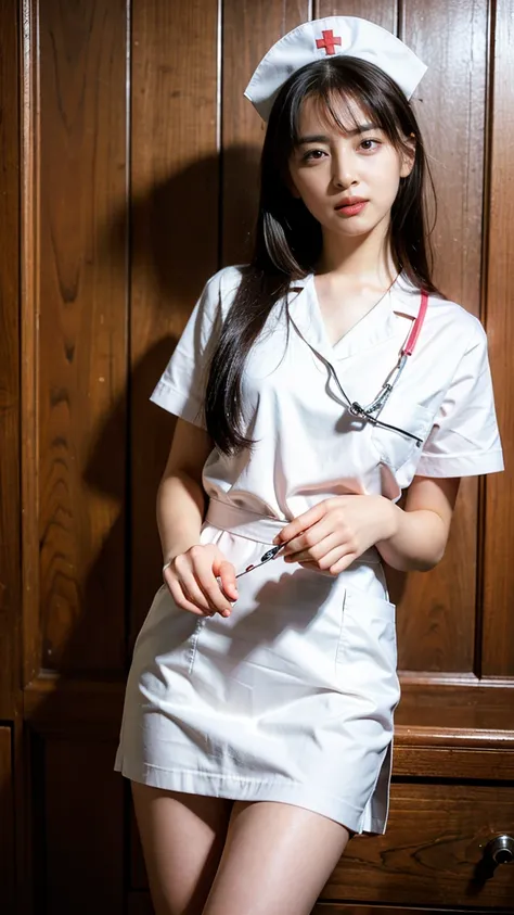 (8k、raw photos、best quality、masterpiece:1.2)、(realistic、realistic)、beautiful girl、functional、((nurse&#39;s office bed,beautiful ...