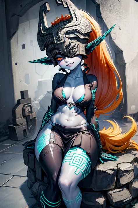 Sexy midna, auburn ponytail, elegant evening gown, skirt split