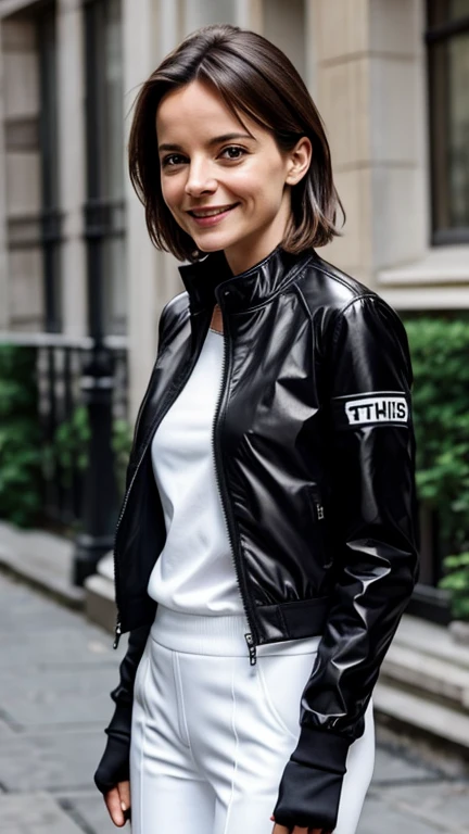 Stéphanie Szostak wearing reflective clothing and smiling