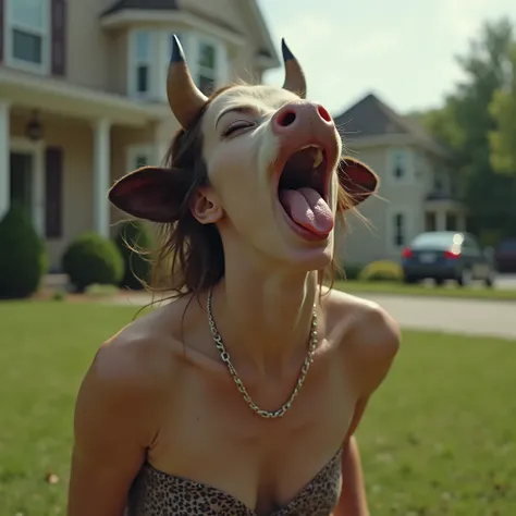 (best quality,4k,8k,highres,masterpiece:1.2),ultra-detailed, 1woman, woman turning into cow, Lactation, orgasm, tongue sticking out, drooling, in the suburbs, high res, ultrasharp, 8K, masterpiece, HDR, 8k, absurdres, cinestill 800, sharp focus, add_detail...