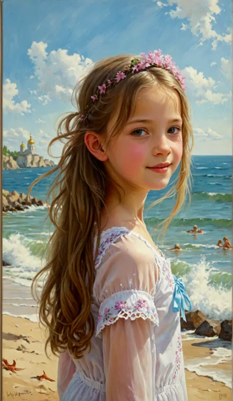 pretty ((preteen)) ukrainian girl on the beach