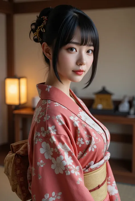 ((super photographic, superrealism)),front view 1 woman, beautiful young japaneses woman, her name is junko fuji,  (black hair ,...