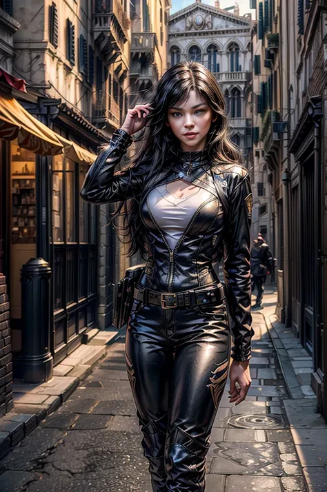 (masterpiece, best quality:1.2), cowboy shot, blake belladonna, cat ears, wearing combat jacket, combat pants, boots, walking in city street, Venice, Italy, river, crowd (masterpiece,stunning girlfriend, heart shaped face, elegant face, beautiful face, hig...