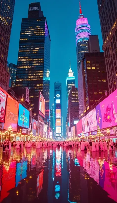 Gelatin Metropolis: Times Square Jellified is a captivating composition that reimagines New York Citys iconic Times Square as a vibrant, fully functional city made of translucent, colorful jello. The towering skyscrapers and bright lights of Times Square r...