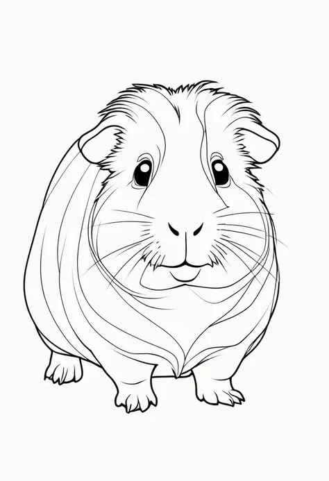 coloring page for kids, guinea pig, thick lines, no shades, minimal details, no background.