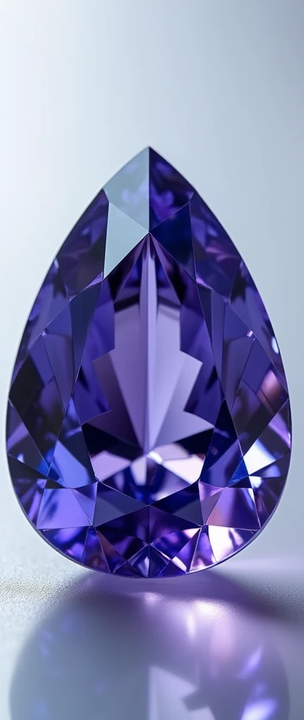 (photorealism:1.2), realistic, intricate details, 1 tanzanite, transparent background, closeup, diamond shape, front, Teardrop