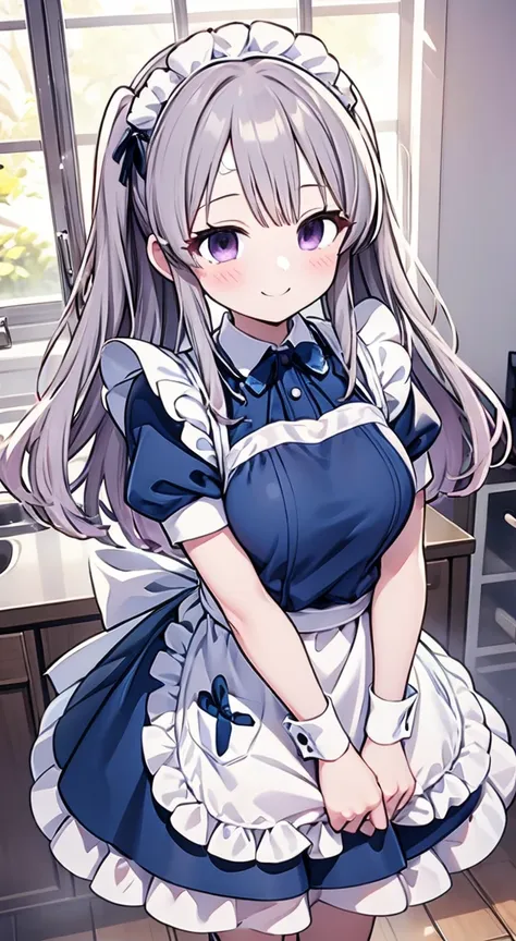 cute,kiriko yukoku,maid uniform,a smile full of happiness,