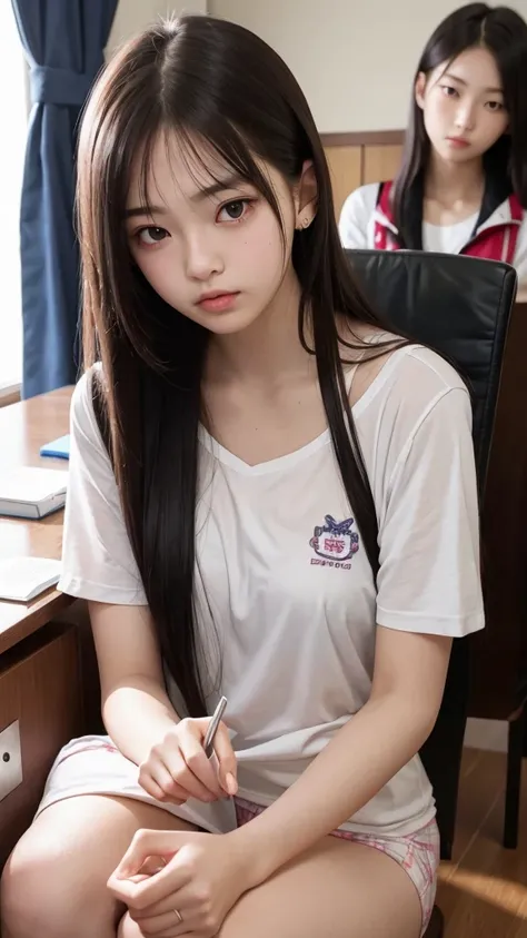 innocent and beautiful young-faced female students who are threatened by horny male students and look like idols in their underw...