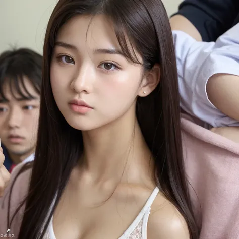 A pure and beautiful girl with a baby face is intimidated by horny male students and becomes an idol in her underwear., Male students take close-up photos of female students&#39; underwear, Tears-eyed female students shyly spread their legs in front of the...