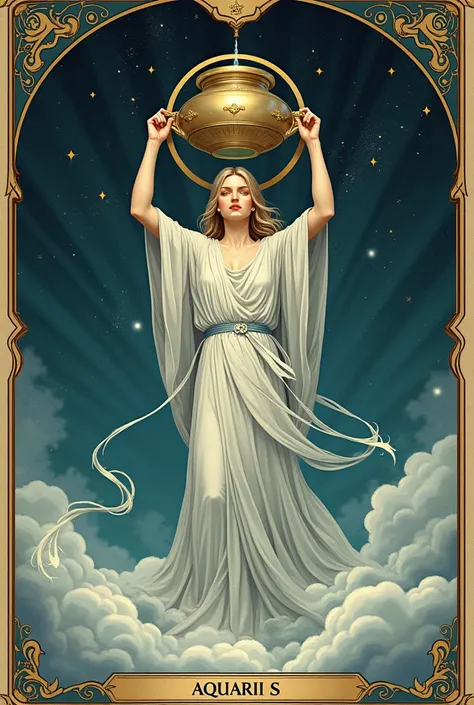 Features of the Zodiac AQUARIUS ♒ in an ancient tarot card