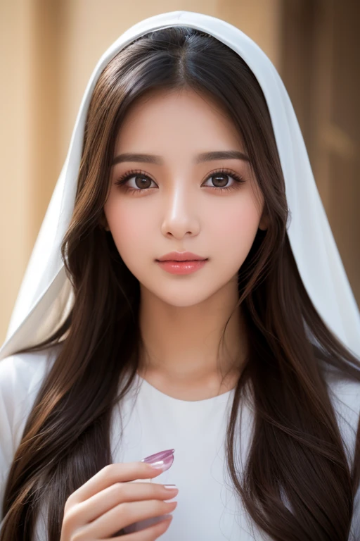 Best Quality　close range　Age 25　The Virgin Mary of Extraordinary Beauty　Shining Eyes　Moisturizing Lips　Angels all around