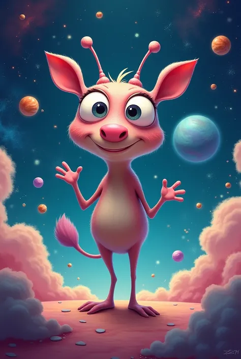 Animal with cartoon space