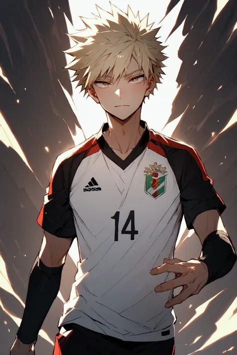 bagukou katsuki blond boy in soccer player clothes