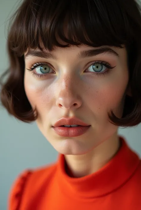 Photagraphy of girl ,face closeup,
beauty girl in the style of Mary Quant,Vivid saturated
colors,Contrast color,studio photo,professional photo,Rich
colors,Detailed imager detailed face.