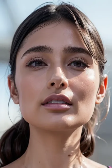 Taylor Hill、High resolution realistic photos,8k,Realistic skin texture,Born々New People々々々々々々々,1 person,Tabletop,,Awards - Winning Photos, Very detailed, Close your eyes, Nose and mouth,Face Focus, extreme close up of face、口を開けてClose your eyesいる女性, Black ca...