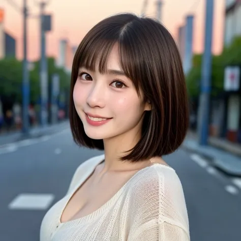 (kawaii 24 year-old Japanese girl, Nogizaka idol, Korean idol), healthy female athlete body, (glossy brown hair, very short hair, pixie cut, bangs:1.3), (rounded face, beautiful black eyes, single eyelid, no makeup:1.2), (feel at home, relaxed smile, looki...