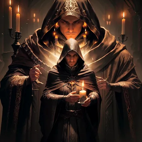 arafed image of a man in a hooded robe holding a candle, holy flame spell, holding a candle, candle lit, craig mullins dark key, from vermintide 2 video game, elden ring concept art, from the game pathologic 2, elden ring art, cultist, candlelit, dark cloa...