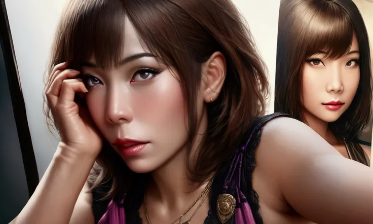 cute yuna, 2, sexy outfit with miniskirt, PSI police emblem, surprised expression, touching her head with hand, corona of swirling psychic energy, Bangkok, (best quality,4k,8k,highres,masterpiece:1.2),ultra-detailed,(realistic,photorealistic,photo-realisti...