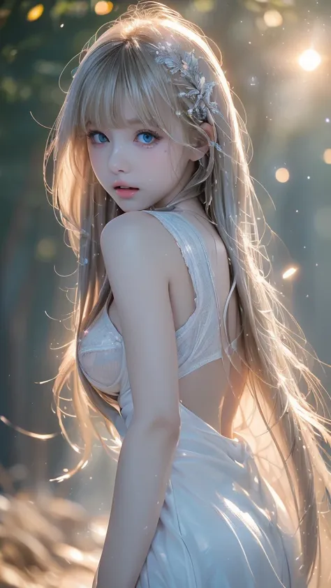 ((highest quality)), ((masterpiece)), (high resolution photos), (beautiful girl), (blonde), (bangs), light eyeshadow, (pointy br...