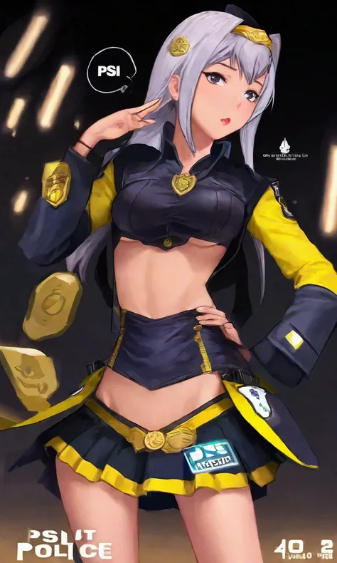 cute yuna (age 25, sexy outfit with miniskirt, PSI police emblem) she is touching her head withher hand and has a surprised expression, she has a corona of swirling psychic energy, Bangkok
