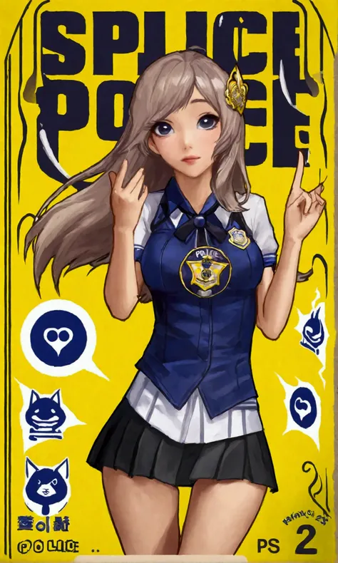 cute yuna (age 25, sexy outfit with miniskirt, PSI police emblem) she is touching her head withher hand and has a surprised expression, she has a corona of swirling psychic energy, Bangkok
