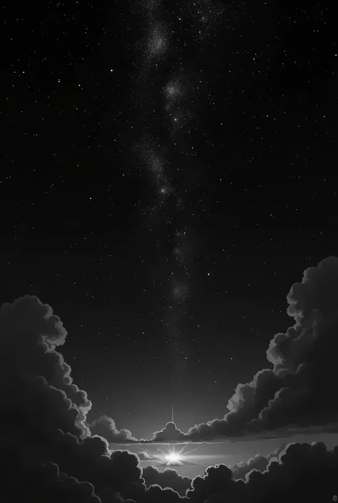 A beautiful view of the stars in black and white anime style in 4k