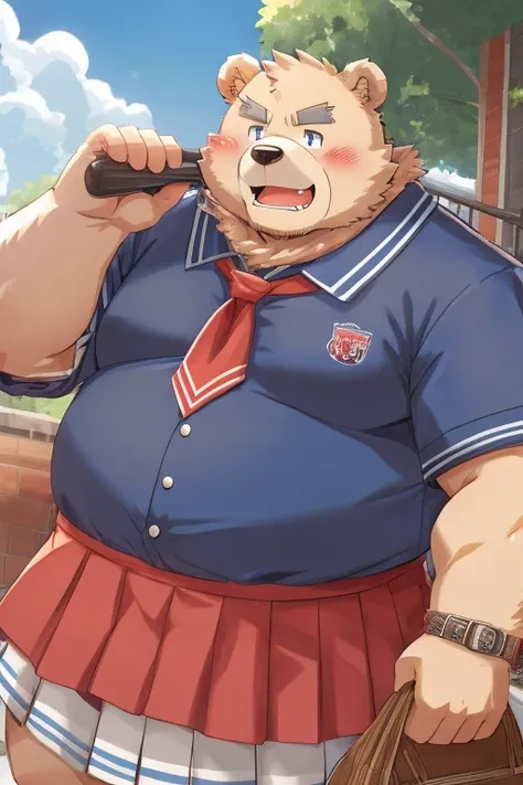 （Junior high school students、Student Uniform、School uniform、black）（Being overweight、Bear Beast Man）blush