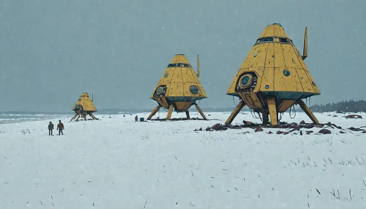 (beach:1.5) wrecked several spaceships (blizzard:1.3) simon stalenhag style luxor gold,porcelain