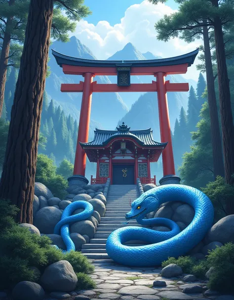 Blue Snake, shrine, shrineの鳥居, mystery, sacred, Messenger of God, In the mountains, Cedar