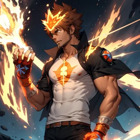 tall, handsome, muscular, very masculine, broad shoulders, god of light, tsuna