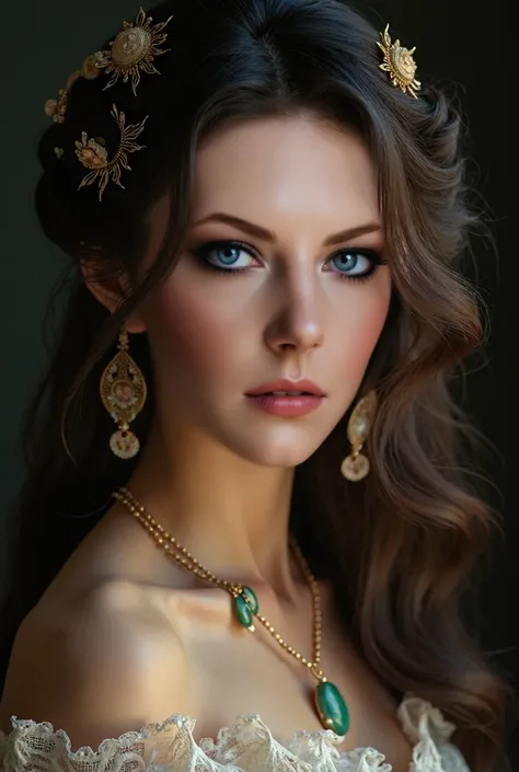 Best Quality, masterpieceHigh_resolution, One girl, Hair Ornaments, necklace, jewelry, Beautiful Face, On the body, Tyndall effect, photographのようにリアル, Dark Studio, Rim Lighting, Two-color lighting, (高い detailed skin:1.2), 8K Ultra HD, Digital SLR, Soft lig...