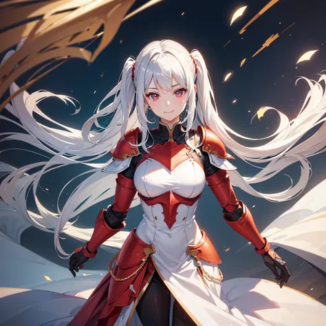 (8k), (maximum resolution: 1.2), (realistic), (photorealistic: 1.37), ultra HD, standing, bright red armor, female knight, 1 girl, cute, smile, mouth closed, beautiful in every detail, beautiful Nose, Full Body, Slender, (8k), (Best Quality: 1.2), (Real), ...