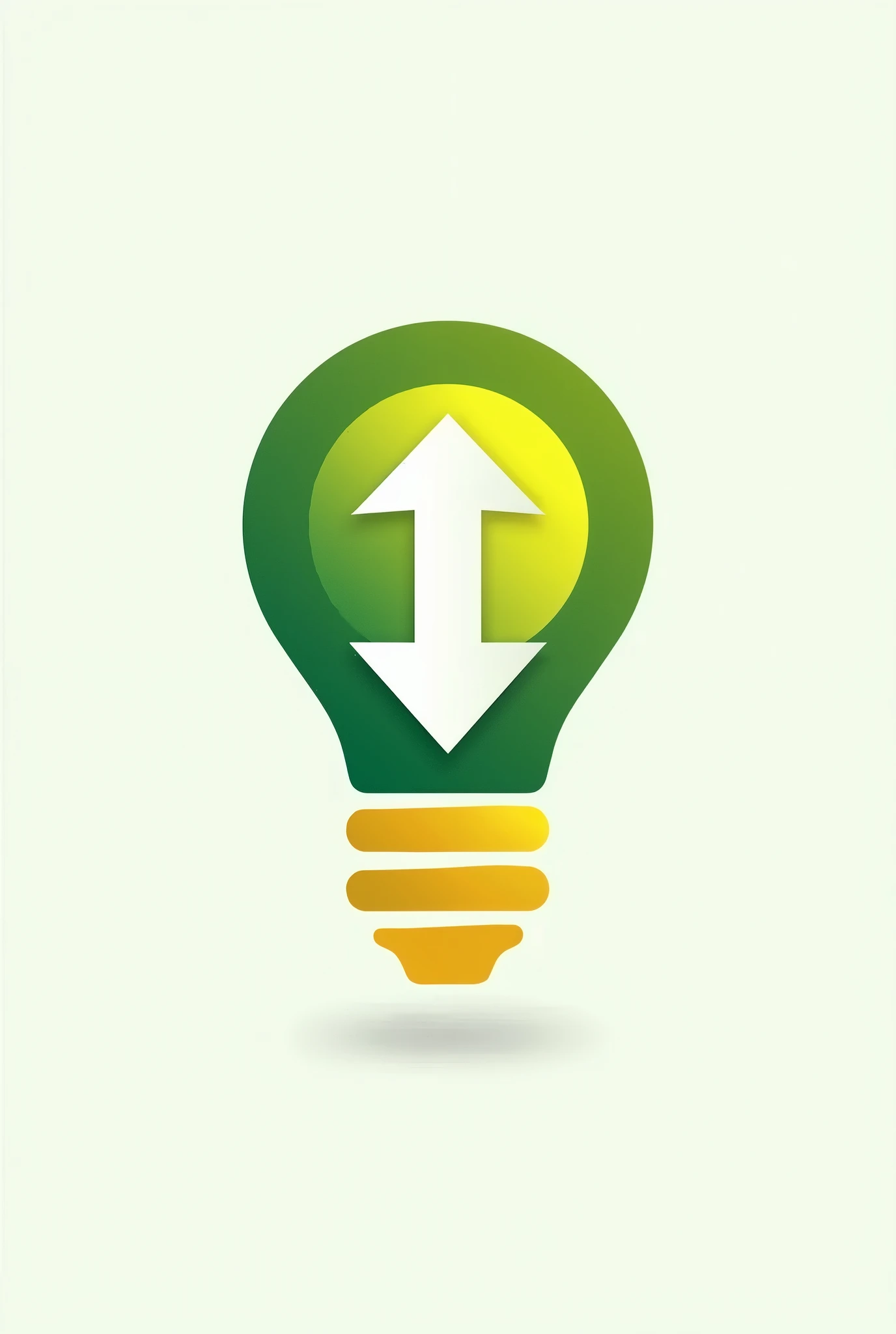 A logo of a green and yelliw light bulb with a downward arrow inside the bulb signifying energy saving 