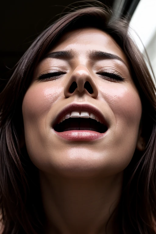 flying debris,award-winning photo, very detailed, edge orgasm, woman with open mouth and closed eyes , sweaty, glistening skin、l...