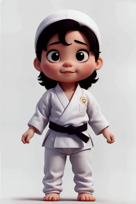 White Judo Baby Drawing, with black hair and eyes.