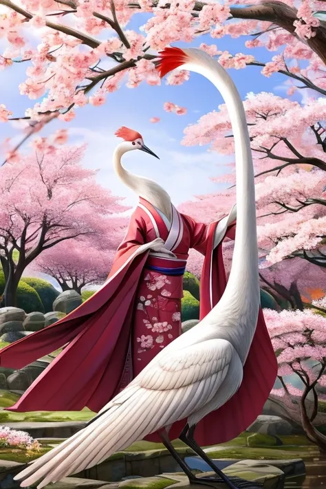 Japan (Crane) A slender and graceful girl dressed in a kimono with delicate patterns of sakura flowers. Instead of a head, she has the head of a white crane with a long neck, sharp beak and expressive eyes. Her kimono matches the cranes long feathers. The ...