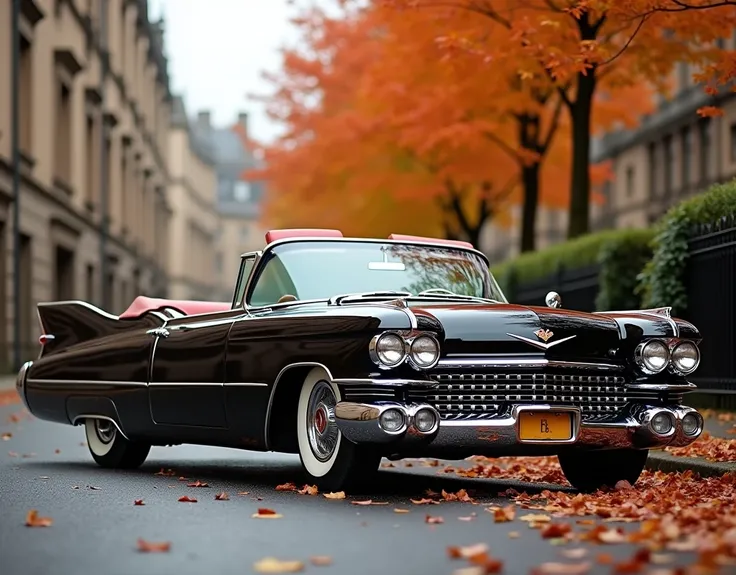 1959 cadillac eldorado biarritz convertible on a street in edinburgh in the autumn