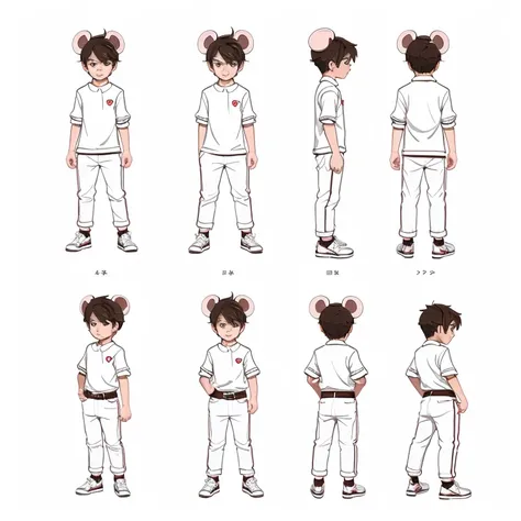 Related shota boy character design sheet white mouse white background 